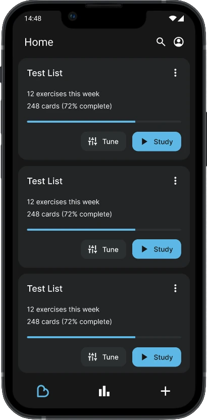Dark mode to make late night study sessions easy for your eyes Screen shot of byHeart app in Dark mode